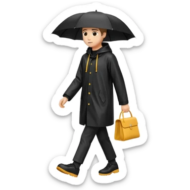 black Raincoat Pedestrian  sticker