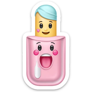 pastel-colored cosmetic tube with nail mask theme, showing a nail and peeling layer, emoji style sticker