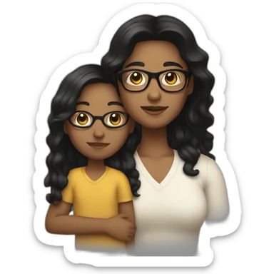 a person with glasses and black hair holding a child who has the hair dark blond sticker