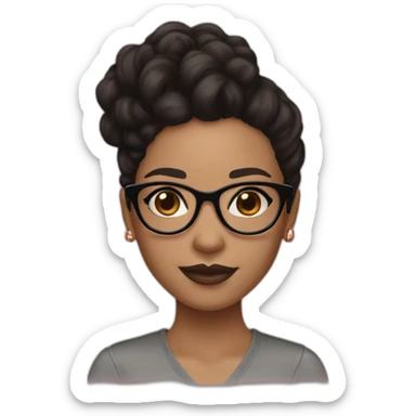 light skin girl with rose gold glasses and black to brown hair sticker