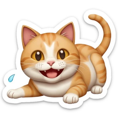 Cat rolling on floor laughing, flailing with tears from eyes sticker