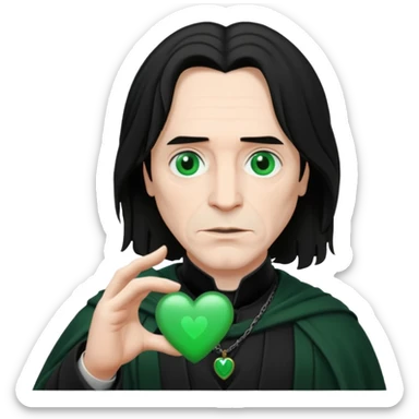 Severus snape with green heart in his hands  sticker