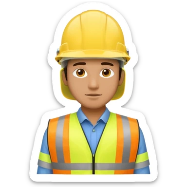 Guy with yellow reflective vest and white protection helmet sticker