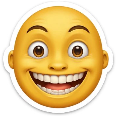 a smiling yellow face with very big teeth like the trivago guy sticker