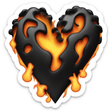 Love heart with black flame sticker
