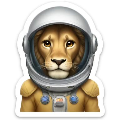 standing lion with space helmet sticker