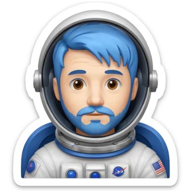 Astronauts, Middle-age, male, white skin, blue hair and blue beard sticker