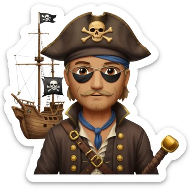 Pirat man standing ship sticker