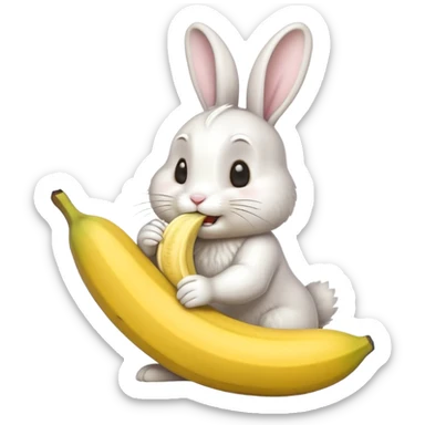 Bunny with huge banana in mouth sticker