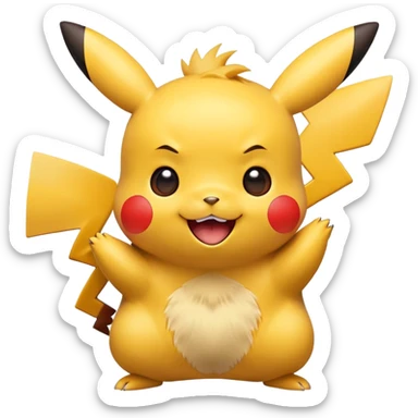 happy excited Pikachu with big smile sticker