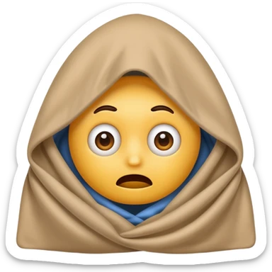 Emoji hiding under the blanket, scared sticker