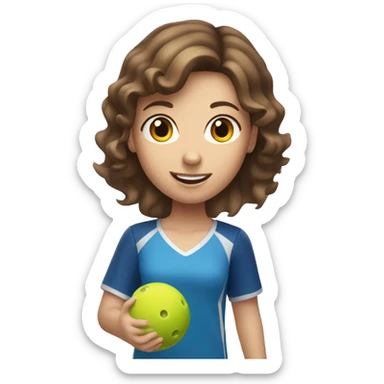 Caucasian girl with brown hair playing Pickleball sticker