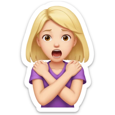 Arms crossed holding neck screaming girl sticker