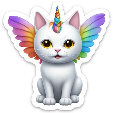 rainbow cat with wings and a unicorn horn sticker