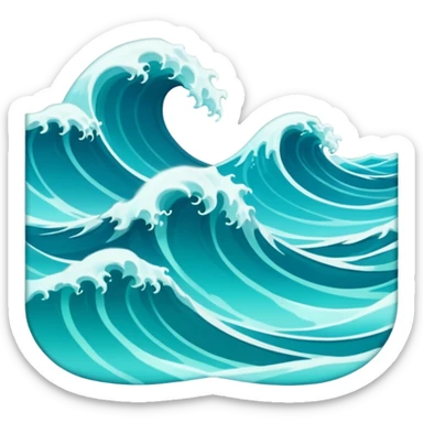 3 waves, arranged horizontally sticker