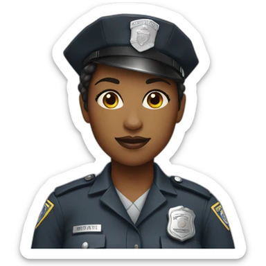 black police woman in gray uniform sticker