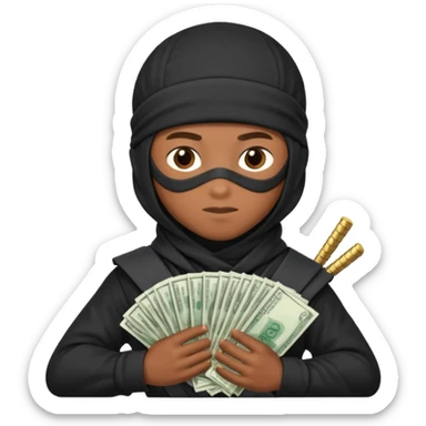Niño ninja con dinero sticker