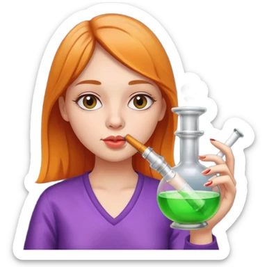 girl smoking bong sticker