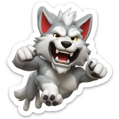 lobo jugando con control diciendo hola sticker