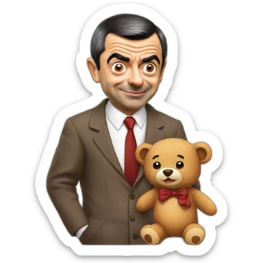 Mr bean with teddy cutie sticker