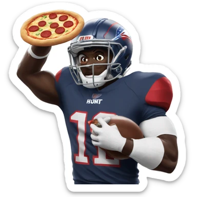 dk metcalf catching a ball and eating pizza hut sticker