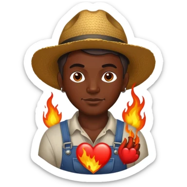 👨🏾‍🌾 this emoji with this ❤️‍🔥 sticker