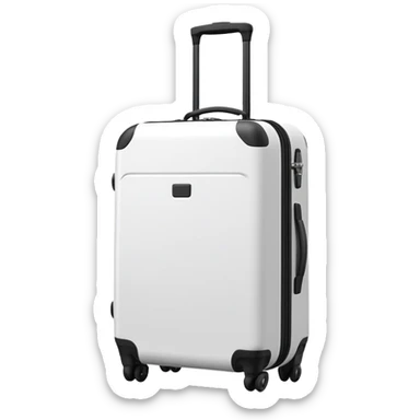 White rolling suitcase with pull-up handle, simple clean design sticker