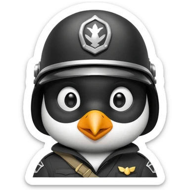 cute penguin soldier face only sticker