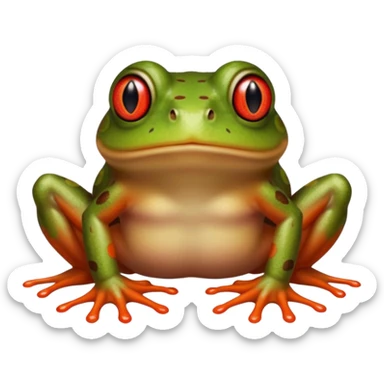 Red eyed bufo frog with brown long hair with the words "Hannah Rage" under it sticker