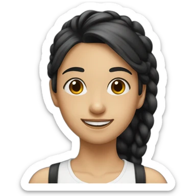 A smiling girl with a black ponytail sticker