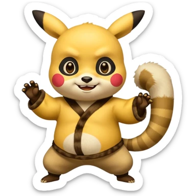Pickachu with Kung fu panda po sticker