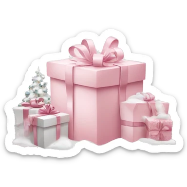 Light pink Christmas gifts under a white Christmas tree  sticker