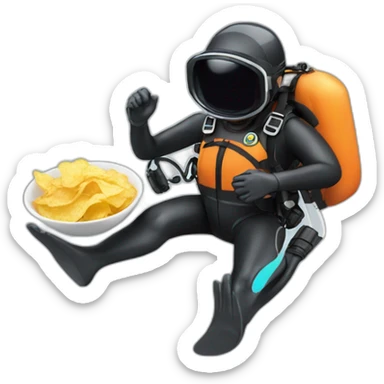Scuba Diver enjoying chips and salsa sticker
