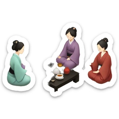 Tea ceremony in Japanese tatami  sticker