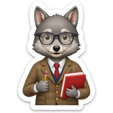 Wolf dressed as a teacher sticker