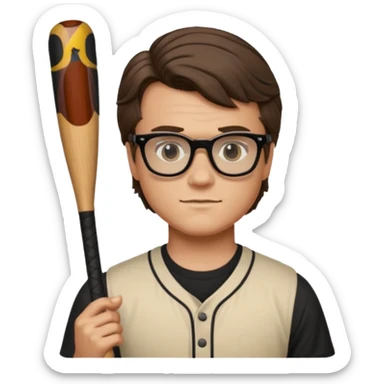 Steve Harrington from stranger things with the black non see through glasses and bat sticker