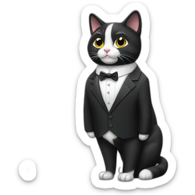 Tuxedo cat in a suit with briefcase sticker