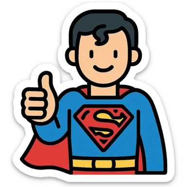 Superman giving a thumbs up sticker