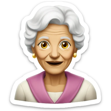 elderly woman holding a sign that says: PARABENS PELO BELO RP sticker