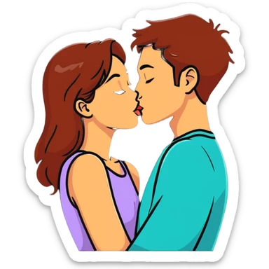 Girl kissing a man sticker