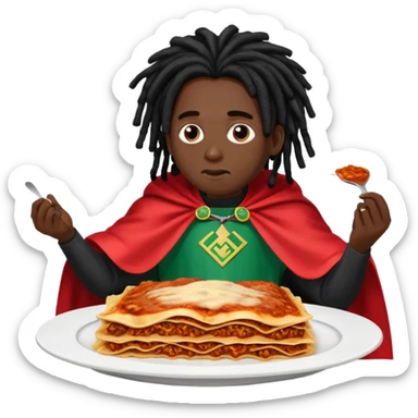 Hightop Black Dreads and nigerian cape eating lasagna  sticker