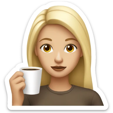 Blonde girl with hazel eyes drinking coffee  sticker