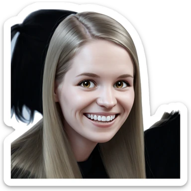 smiling girl with long blonde hair sticker