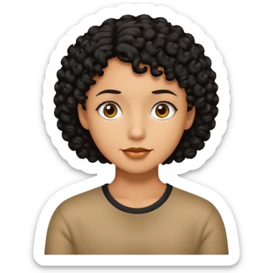 character emoji with tan skin and short black curly hair sticker