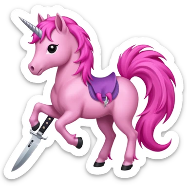 pony with evil smile holding sharp knife sticker