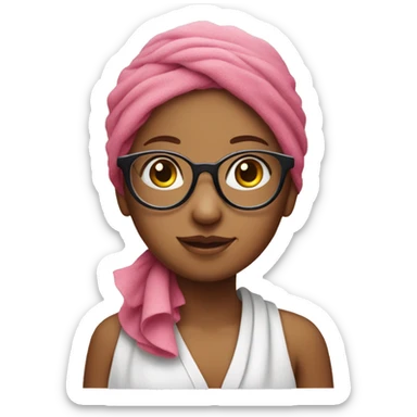 Girl with large round glasses and pink hair towel sticker
