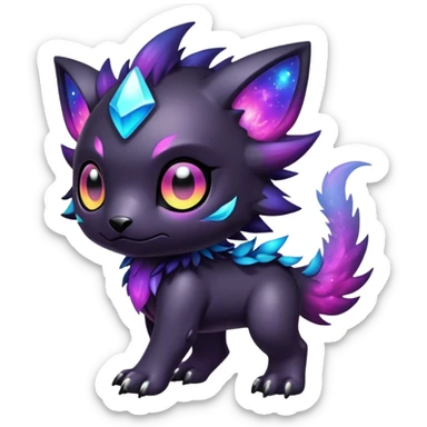 Cute cool colorful dark nebula fantasy-Digimon-animal-hybrid full body sticker