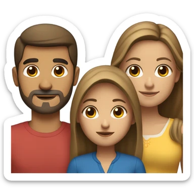 Puerto rican beard short brown hair  with blond long hair woman and brown long hair girl Family  sticker