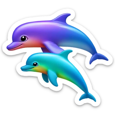 3 rainbow dolphins and 1 blue sticker