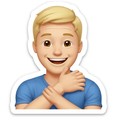 Arms crossed, holding neck, laughing guy sticker